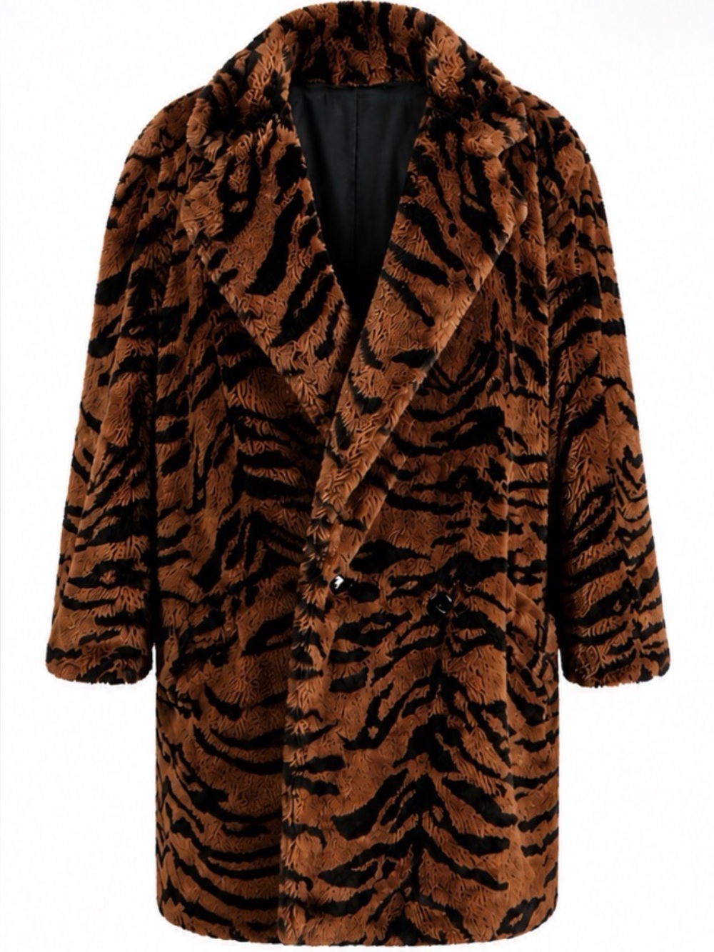 Vintage Country Pacer Tiger Print Faux Fur Coat | Oversized Mob Wife Glam USA